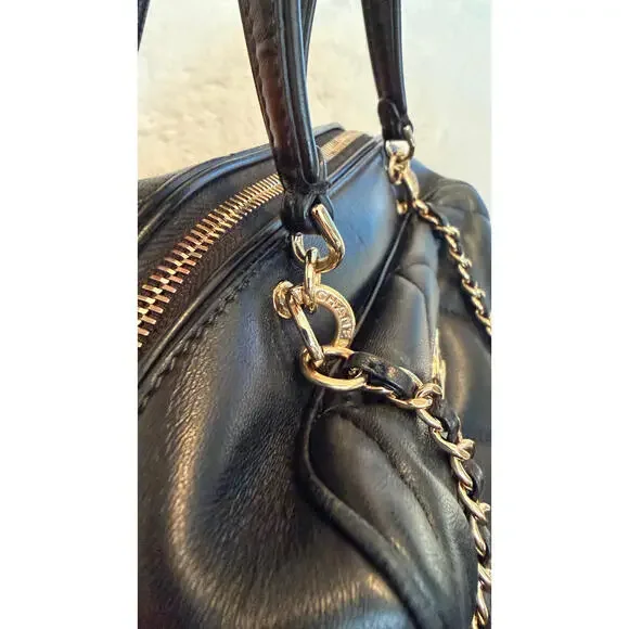 CHANEL BLACK QUILTED BOWLING CHAIN BAG - Picture 7 of 16